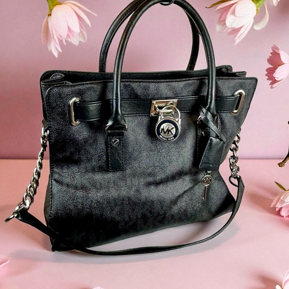 Michael Kors Hamilton Satchel in black saffiano leather - Picture 2 of 14
